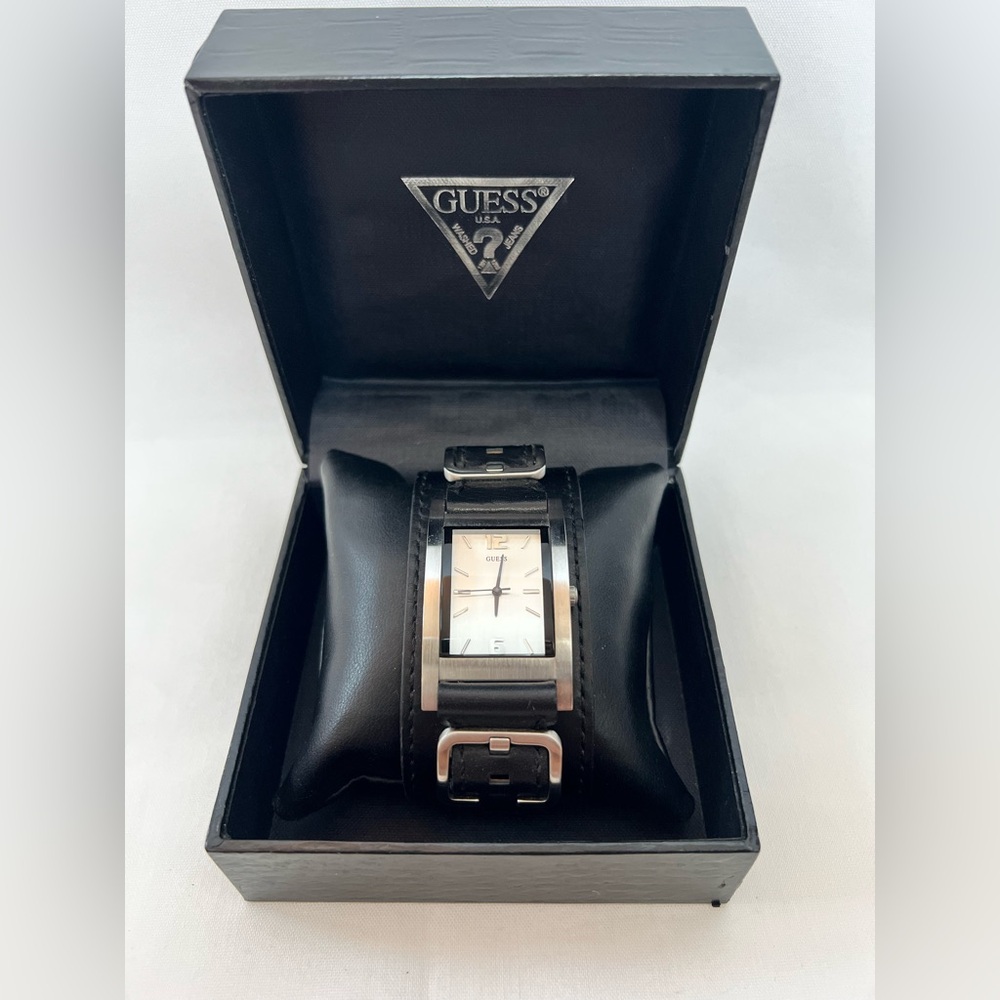 Guess Black and Silver Rectangular Bracelet Watch